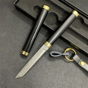 Mini Pocket Knife Damascus Steel Tanto Blade Sharp Box Opener Utility Camping Portable Knife Outdoor Survival EDC Tools, gåva för män