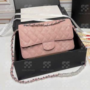 Borsa a doppia patta CF Borsa a tracolla firmata Borsa a mano Borsa tote Borsa a tracolla Borse con tracolla a catena Pelle di agnello Pelle di caviale Donna Moda classica Pochette Fencefind