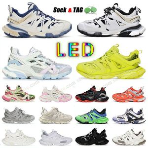 Traccia a LED Designer 3 3.0 Paris Casual Scarpe da uomo Tracce da donna Led Triple White Black Scheders Tess.S.Gomma Leather Trainer Nylon Stampato OG Neon Platform Sneaker LED