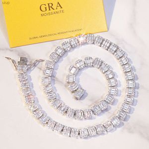 Jóias de hip -hop rts 9mm Baguete VVS Moissanite Diamond Chain 925 Sterling Silver Cuban Link