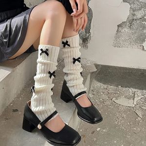 Kids Socks Girls Knitted Stacked Fashions Ballet Style Bows Leg Warmers for School Stockings Autumn Winter Teen Children Clothes 231202