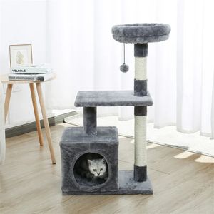 Meble dla kotów H228CM Tree Tree Toy Condo Cat Climbing Tower z Multi-Wayer z Hammock Tower House Meble Zarysowanie z litego drewna dla Kitty 231202