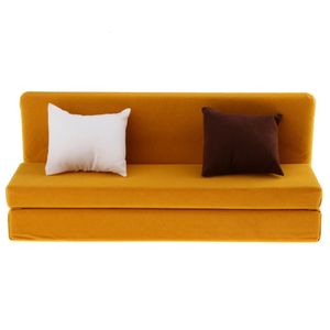 Doll House Accessories 1/6 Long Sofa Couch with Cushions for 12 Inch Action Figure Dolls Dollhouse Living Room Furniture Accessory Decor Toy 231202