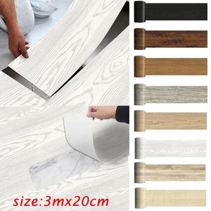 Adesivos de parede 20x300cm piso móveis renovação rodapé linha adesivo autoadesivo grão de madeira papel de parede decalques de arte decoração de casa 231202