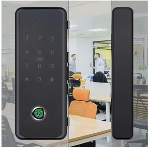 Door Locks Fingerprint Smart Glass Biometric Electronic Control Lock 1356Mhz RFID Remote Unlock 231202
