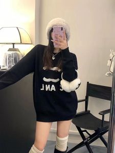 Pullover designer black and white striped mink sweater sweater sweater loose medium long lazy thin cover European stock Internet celebrity