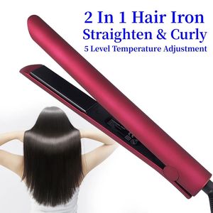 Hair Straighteners Professional Electric Hair Straightener Curler Hair Flat Iron 2 1 Ceramic Tourmaline Hair Straighting Curling Iron Corrugation 231202