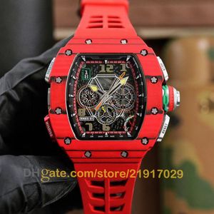 Richard Watch FM Titanium Watches Chronograph Blue Strap Sprots Wristwatch Mint Dial Mille RM Sapphire Glass Water Resistant 011 Red Rubber