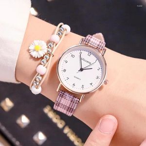 Zegarek na rękę proste kobiety oglądają swobodny wykwintny pasek z tkaniny ze stali nierdzewnej Wodoodporne zegarki nadgarstka kwarcowe modne
