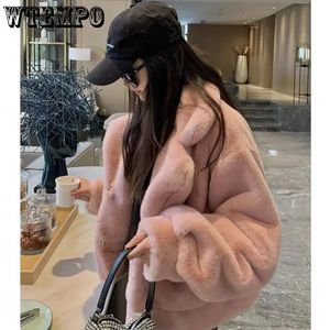 Womens Fur Faux Cashmere Coat Women Fox Hooded Mink Outwear Fashion Temperament Winter Coats and Jackets Cotton Clothes 231202