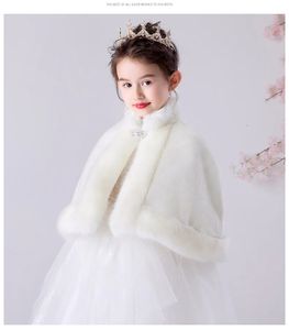 Jackets Children born girl fur cape infant formal princess cape baby plush cloak kids dress cape bridesmaids Fur coat Boleros 3m-8t 231202