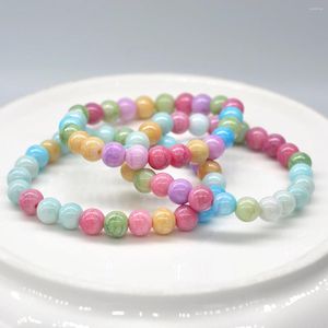 Filo 3 pezzi / set Braccialetti di giada di cristallo multistrato con perline colorate di moda coreana colorata per regali di compleanno per ragazze