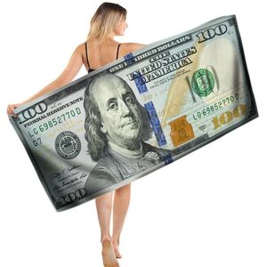 Badhandduk 100 dollar Bill Benjamin Franklin Portrait 3D Money Cash Print mjuk plysch Snabbtorkning av Ho Me Lili för vuxna barn 231202