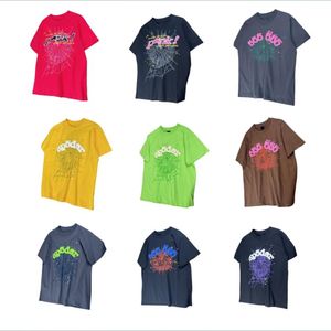 Mens Tshirt 디자이너 셔츠 스파이더 세트 그래픽 티 핑크 젊은 깡패 까마귀 맨 여성 품질 거품 인쇄 거미 웹 패턴 Tshirt 패션 탑 티