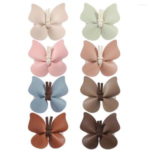 Hair Accessories Pu Leather Butterfly Girls Clips Fully Wrapped Cloth Safety Baby Hairpin Vintage Cute Bang Side Clip Headwear Wholesale