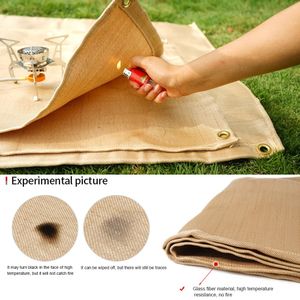 Other Sporting Goods Camping Fireproof Cloth Flame Retardant Insulation Mat Blanket Glass Coated Heat Pad Outdoors Picnic Barbecue 231202