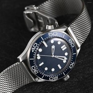 Wristwatches 2023 Luxury Mens Automatic Mechanical Watch Stainless Steel Black Blue Green Ceramic Bezel 007 Sapphire 42mm