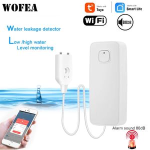 Smart Home Sensor Tuya Flood Leakage Remote Monitor WiFi Water Overflow Level Detector Leak Security Sound Alarm System 231202