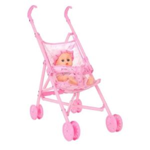 Casa de boneca acessórios bebê boneca carrinho de bebê móveis brinquedos bebê bonecas carrinho dobrável com boneca para 12 polegadas boneca mini carrinho brinquedos presente 231202