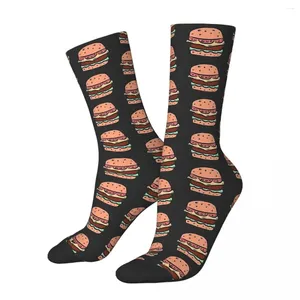 Herrstrumpor rolig galna sock för män smaskig hamburgare illustration hip hop vintage hamburgare glad sömlös pojkar kompression novell gåva