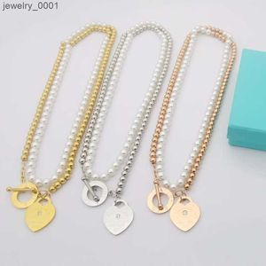 jewelry gold torque bangle pendant necklace set Pearl double layer fine Jewelry chain link chains love designer couple fashion Party ring gifts R9RR