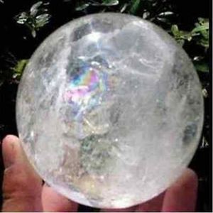 Natural Rainbow Clear Quartz Crystal Sphere Ball Healing Gemstone35 -40mm Stand269a