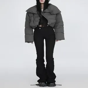 Women's Trench Coats Cotton-Padded Coat 2023 Winter Short Down Jacket Oblique Zipper Turtleneck Windproof Thickening