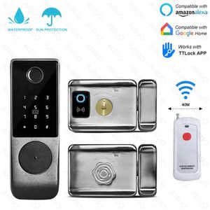 Kapı Kilitleri TT Kilitli Açık su geçirmez Akıllı Kilit Parmak İzi Biyometrik Dijital Uzaktan Kumanda Elektronik 231202
