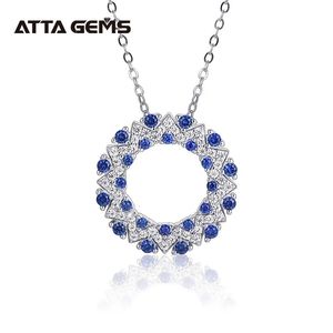 Colares Pingente Lab Criado Sri Lanka Blue Sapphire 925 Sterling Silver Halo Colar para Mulheres Presente de Natal 231202