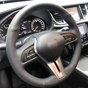 インフィニティのステアリングホイールカバーQ50 2023-2023 Q60 QX50カスタマイズされた非滑りハンドステッチ型本革カバー