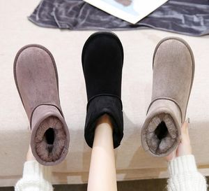 Novas botas de neve curtas com pele para mulheres calçados de inverno de pelúcia sapatos de algodão quente plataforma botas de borracha botas de tornozelo