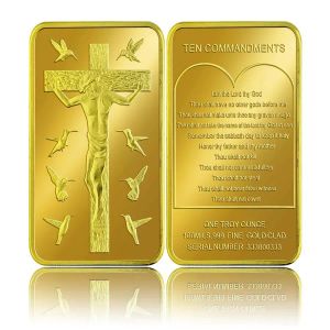 50pcllot, Jezus Christ Gold plated crucifi Jezus 10 przykazania kullion wlewkowy pasek