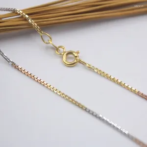 Kedjor 18K Solid Gold Box Chain Women Halsband 20 