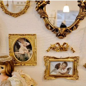 Frames Classical Rococo Style Golden Embossed Bow Wall Decoration Decorative Resin Picture Frame Living Room Corridor Hanging