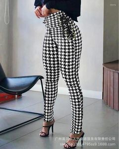 Calças femininas camuflagem mulheres cintura alta calças magras casual lace-up slim lápis bandagem bodycon y2k streetwear outfits