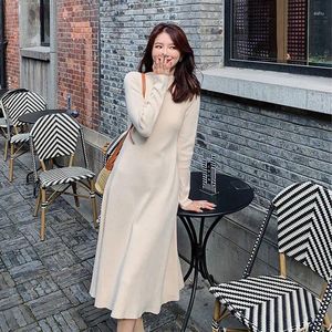 Casual Kleider Elegante Langarm Pullover Gestrickte Enge Midi Bodycon Damen Kleid Frau Maxi Für Frauen Vintage Koreanische Mode