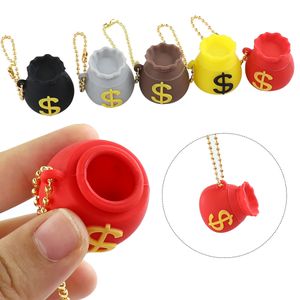 Popular Design Money Bag Shape Silicone Rubber Container Box Jars Wholesale with Different Colors 8ml in Capacity with Keychain for Wax Case