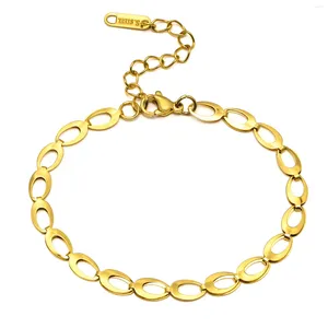 Länkarmband BR-1257 PSJ Fashion Female Jewelry 5mm Minimalist 18K Gold Plated Circled rostfritt stålkedja för kvinnor