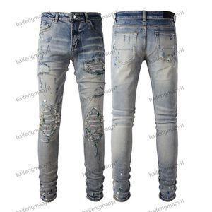 2J10 2023 Novidades Mens Designer de luxo amirlies amiiri imiri Denim roxo AM2 Jeans Buracos AM ami Calças Jean COOLGUY Calças de motociclista Roupas masculinas # 810GV2