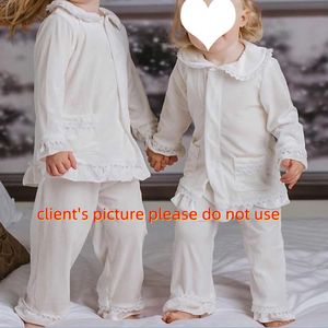 Pyjamas barn kläder flickor jul pyjamas familj vit sammet pajamas matchande flickor klänning mjuka två stycken baby sömnkläder pjs 231202