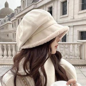 Visors Korean Lamblool Busket Hats Winter Gtraten Gruste Beret Beret Outdoor Cycling Rowe