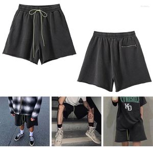 Shorts masculinos verão lavado velho cordão fluorescente e mulheres high street solto esportes americano casual calças de cinco pontos