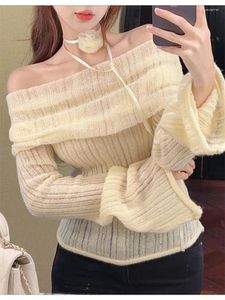 Swetery dla kobiet 2023 Vintage seksowne kobiety dzianiny sweter streetwearu jesień moda szczupła elegancka, długie rękawowe solidne proste damskie panie