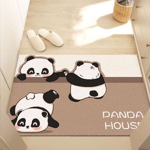 Cartoon Cute Panda Scraping Mud and Rubbing Soil on Foot Mat. the Entrance Can Be Cut with Silk Circle Floor Mat Which Is Non Slip. for the Bathroom