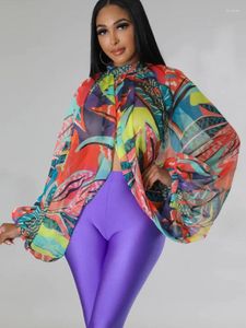 Bluzki damskie rdmq 2023 Kobiety gradient mody Printowane Batwing z przodu z frontem SEED SEE LUSE SEXY Party Club Bluzka i koszula