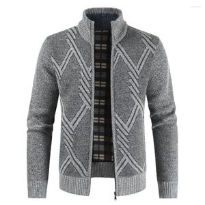 Maglioni da uomo Maglione foderato in pile Zip up lavorato a maglia Colletto alla coreana Cardigan Addensare Giubbotti Manica lunga Autunno Inverno Abbigliamento uomo