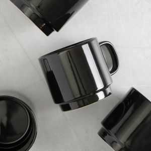 Mugs Cups 14.8-Ounce Stackable Black Stoare Mug Set Of 4 Coffee Cup And