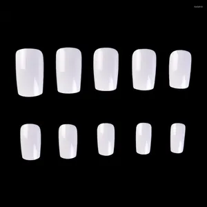 Unhas Falsas 50 PCS 10 TAMANHOS Dicas de Unhas Falsas Curto Quadrado Traceless Cobertura Completa Arte Decoração Imprensa nas Unhas Acessórios de Manicure Suporta