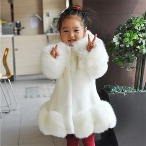 Down Coat Girls Baby's Kids Coat Jacket Outwear Sweet Faux Päls varm plus Velvet Thicken Winter Autumn Outdoor Fleece Barnduk 231202