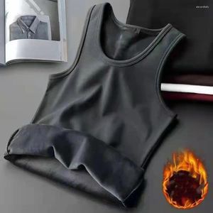 Men's Tank Tops Fleece Lined Top Vest Solid Color Sleeveless Ultra-Thick Windproof Underwear Warm Thermal Base Layer Undershirt